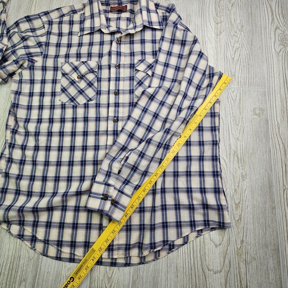 Vintage Kingsport Plaid Button Up Shirt Mens XL Blue And Tan - Picture 4 of 6